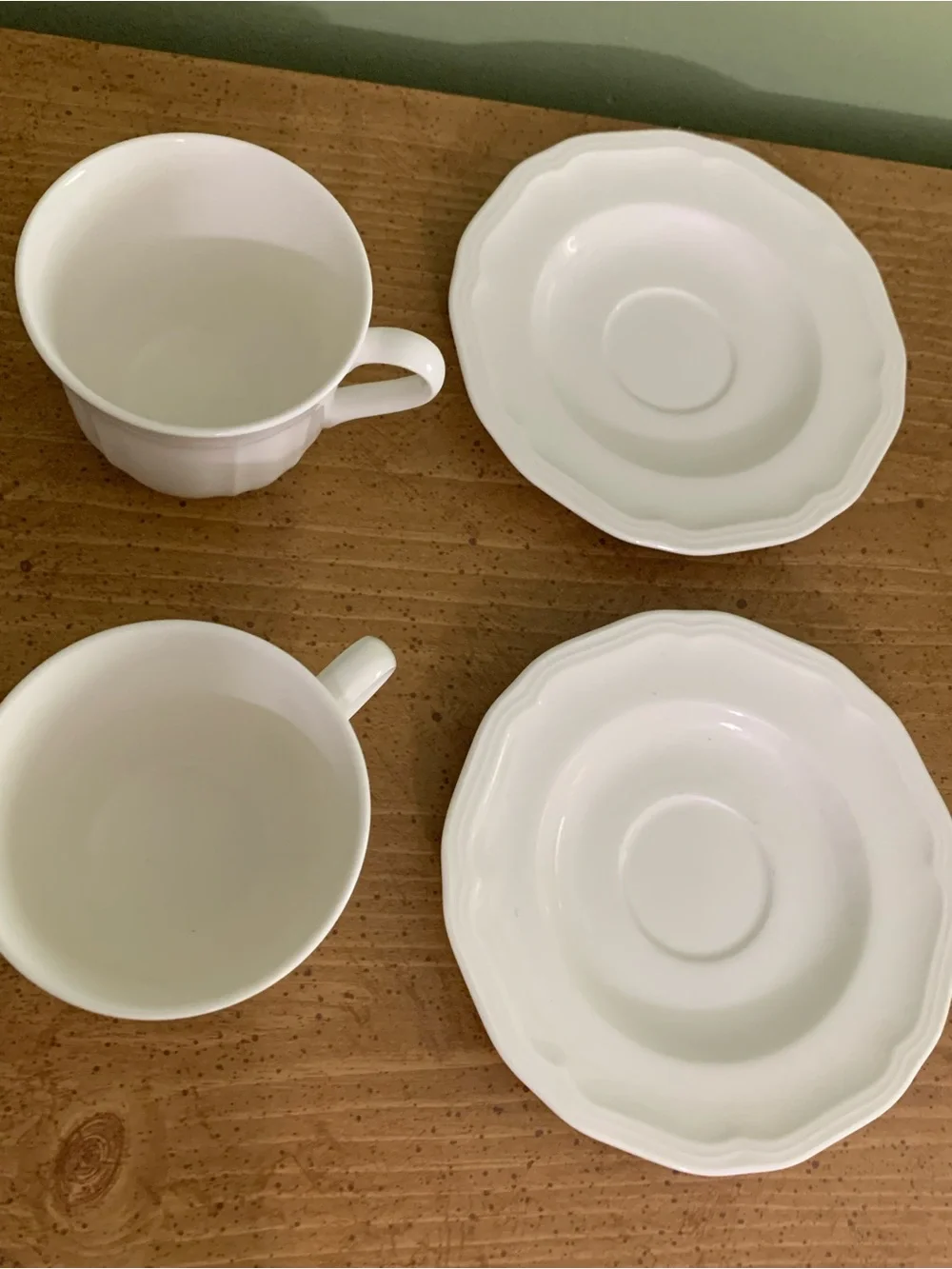 Mikasa Ultima + HK 400 Antique White, Set Of 2, Coffee, Tea Cups & Saucers